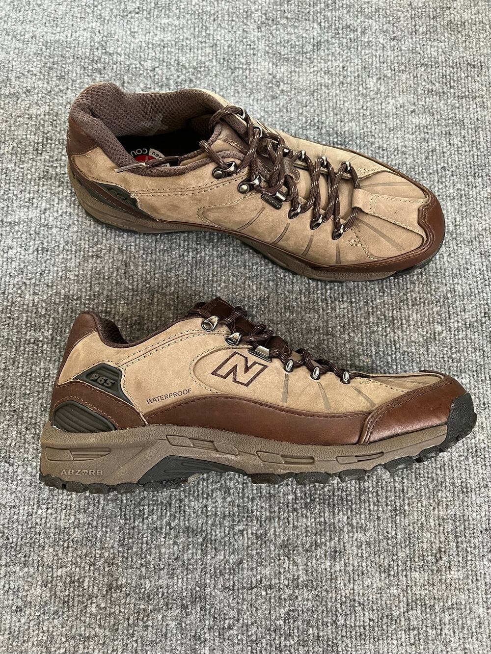 New Balance 965 Brown Leather & Nubuck Waterproof Hiking Shoes Men's 9